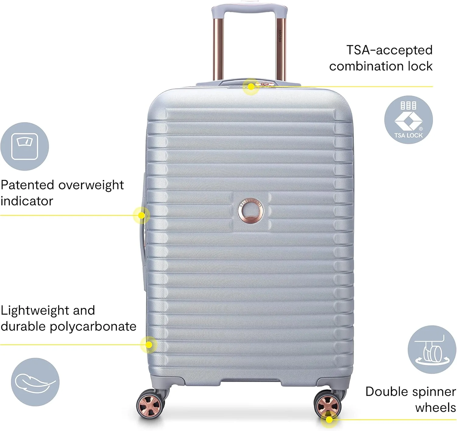 DELSEY PARIS Cruise 3.0 Hardside Expandable Luggage with Spinner Wheels, Plum, Checked-Large 28 Inch