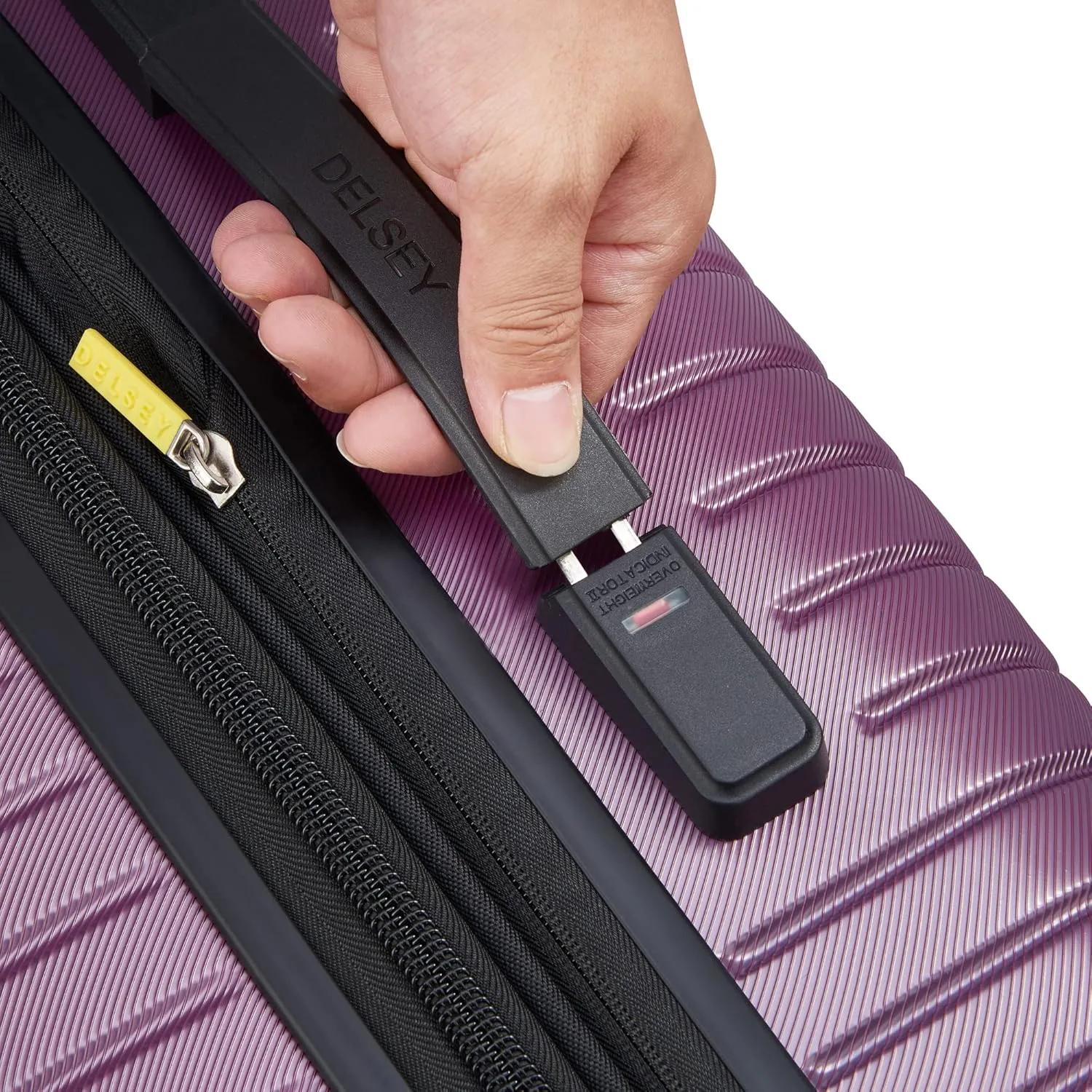 DELSEY PARIS Cruise 3.0 Hardside Expandable Luggage with Spinner Wheels, Plum, Checked-Large 28 Inch