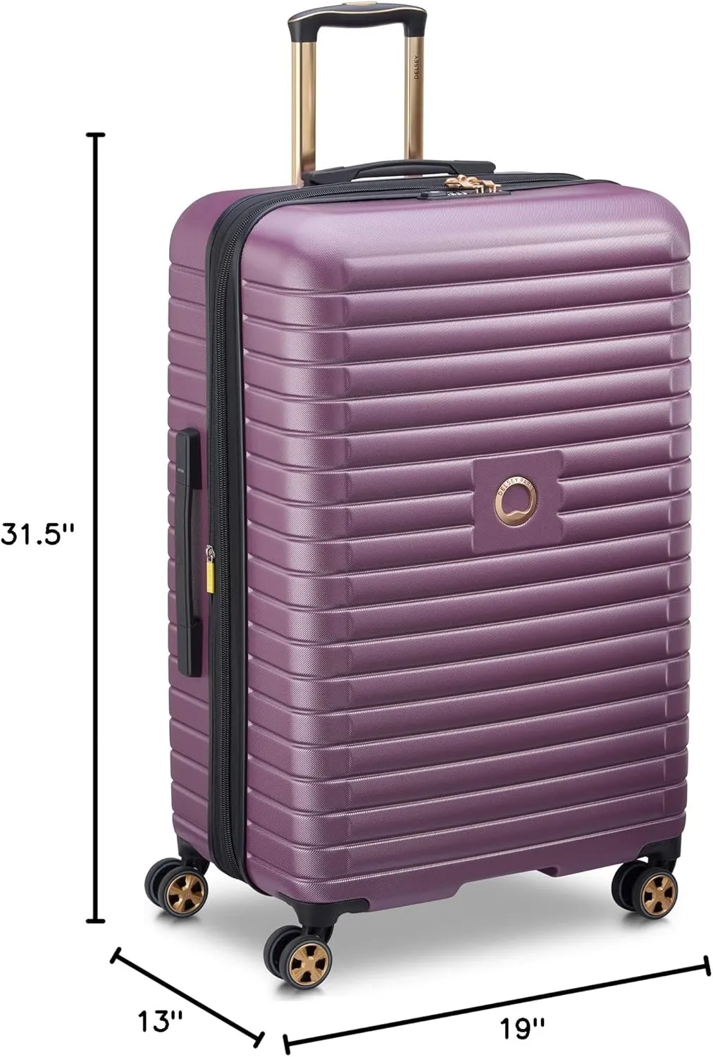 DELSEY PARIS Cruise 3.0 Hardside Expandable Luggage with Spinner Wheels, Plum, Checked-Large 28 Inch