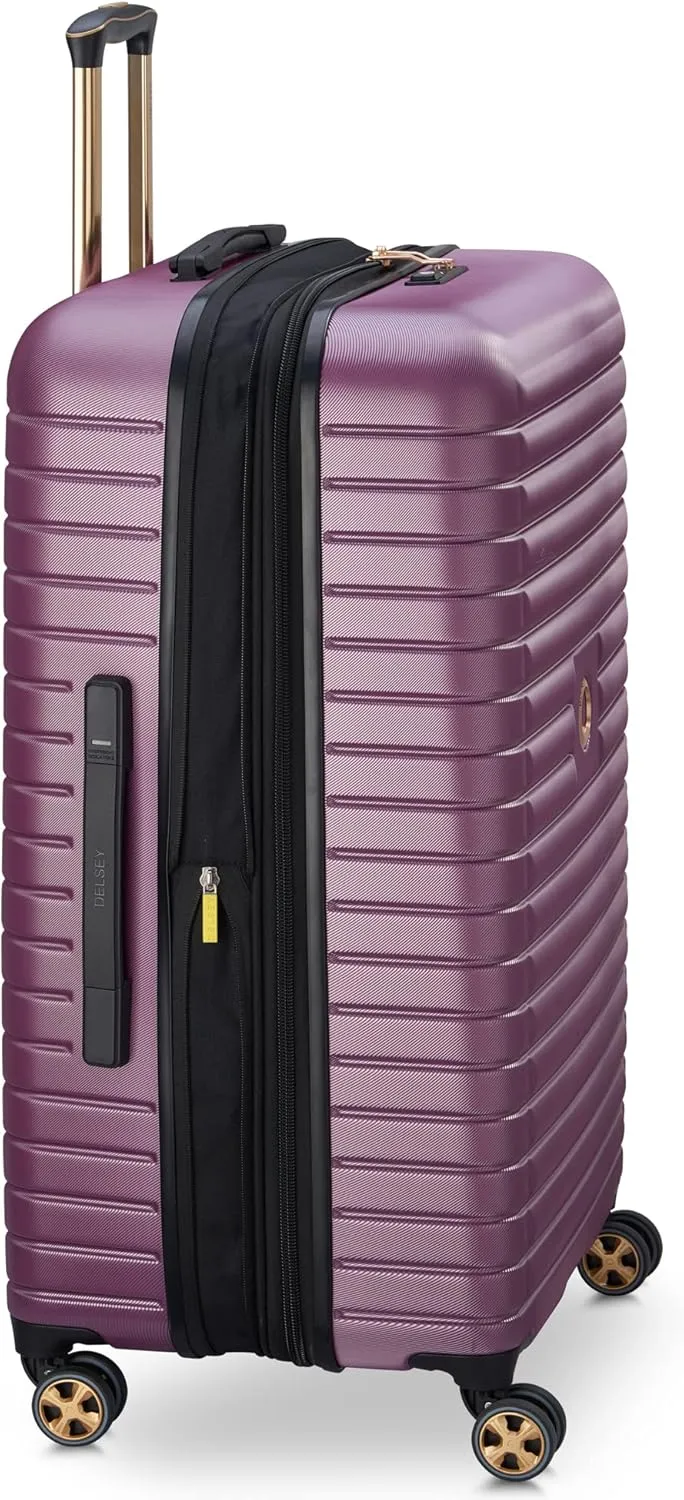 DELSEY PARIS Cruise 3.0 Hardside Expandable Luggage with Spinner Wheels, Plum, Checked-Large 28 Inch