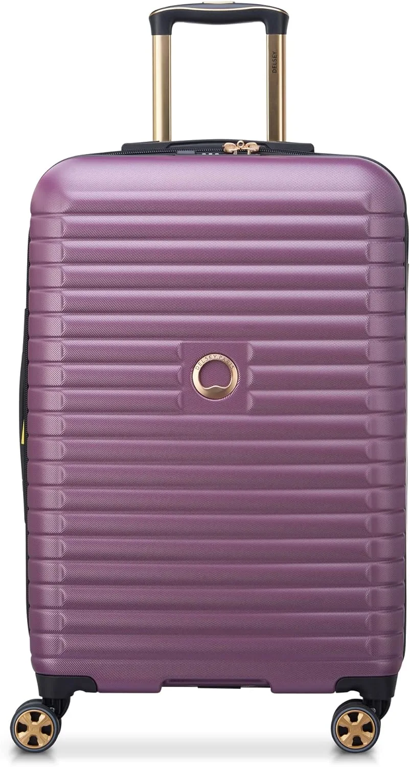 DELSEY PARIS Cruise 3.0 Hardside Expandable Luggage with Spinner Wheels, Plum, Checked-Medium 24 Inch
