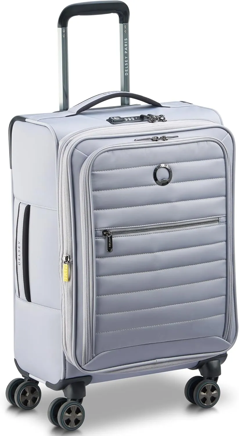 DELSEY Paris Cruise 3.0 Softside Expandable Luggage with Spinner Wheels, Platinum, Carry On 20 Inch