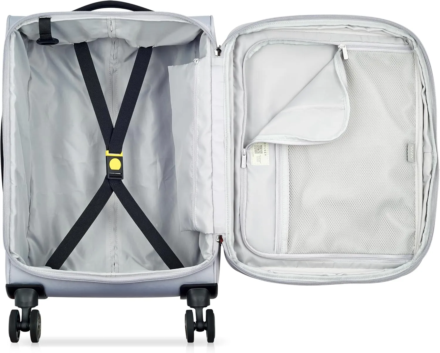 DELSEY Paris Cruise 3.0 Softside Expandable Luggage with Spinner Wheels, Platinum, Carry On 20 Inch