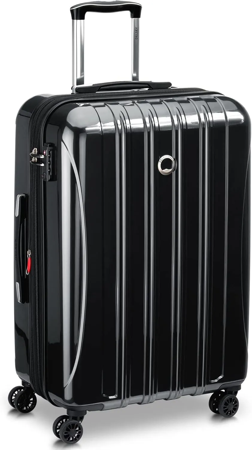 DELSEY PARIS Helium Aero Hardside Expandable Luggage with Spinner Wheels, Black, Checked-Medium 25 Inch