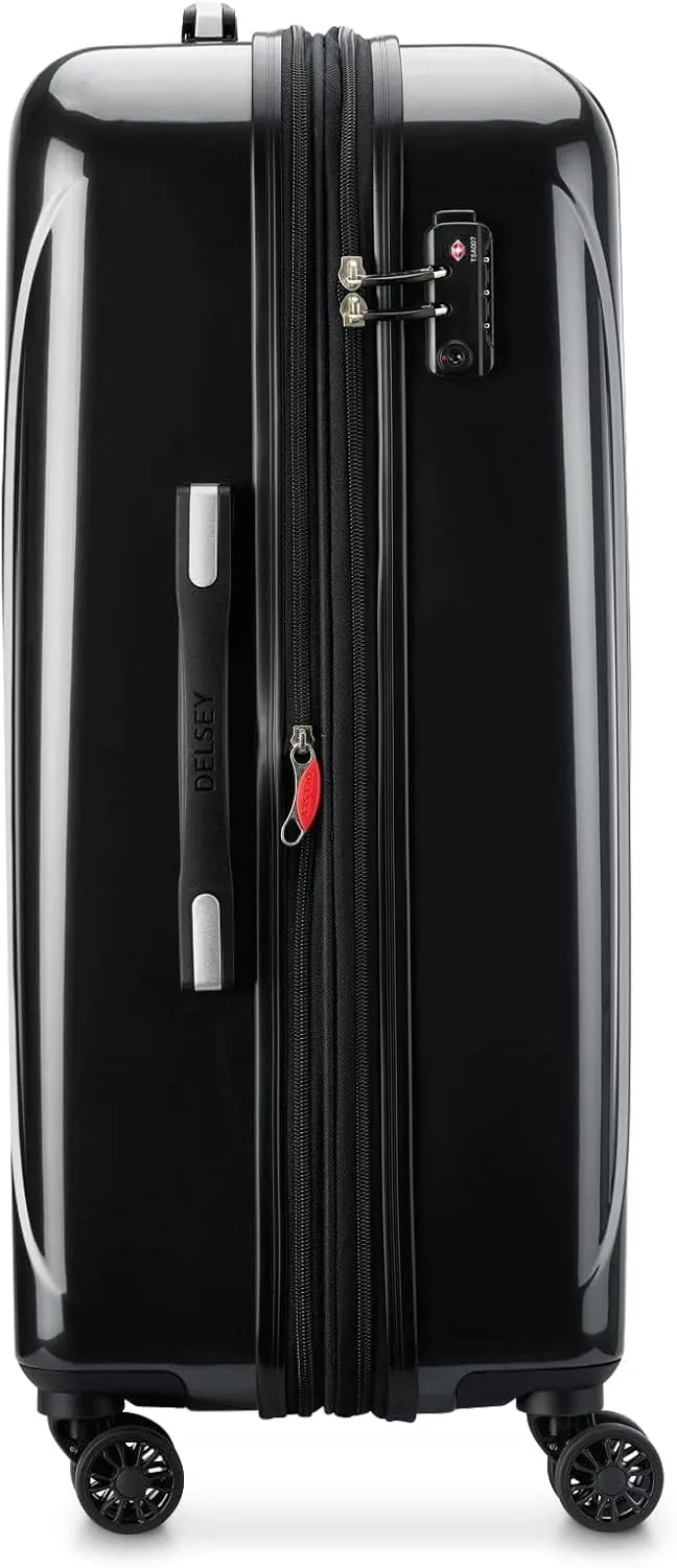 DELSEY PARIS Helium Aero Hardside Expandable Luggage with Spinner Wheels, Black, Checked-Medium 25 Inch