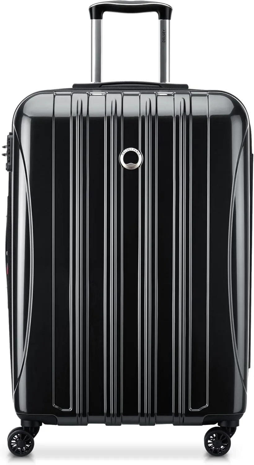 DELSEY PARIS Helium Aero Hardside Expandable Luggage with Spinner Wheels, Black, Checked-Medium 25 Inch