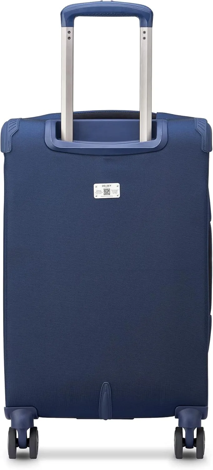 DELSEY PARIS Helium DLX Softside Expandable Luggage with Spinner Wheels, Navy Blue, Carry on 20 Inch