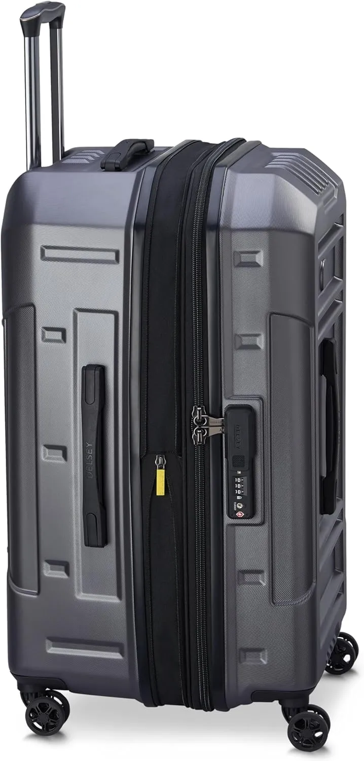 DELSEY PARIS Rempart Hardside Expandable Luggage Trunk with Spinner Wheels, Anthracite, Checked Medium 26 Inch