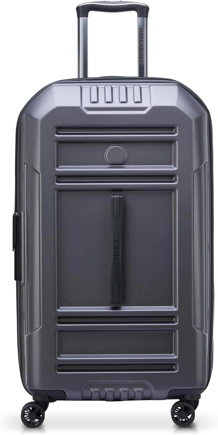 DELSEY PARIS Rempart Hardside Expandable Luggage Trunk with Spinner Wheels, Anthracite, Checked Medium 26 Inch