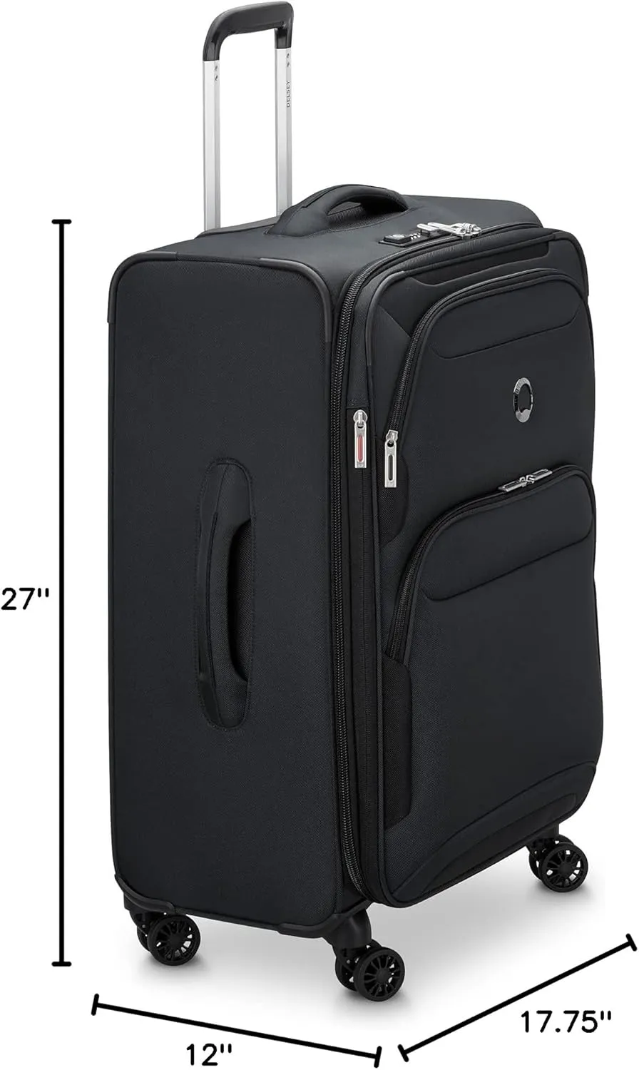 DELSEY PARIS Sky Max 2.0 Softside Expandable Luggage with Spinner Wheels, Black, 2-Piece Set (21/24)