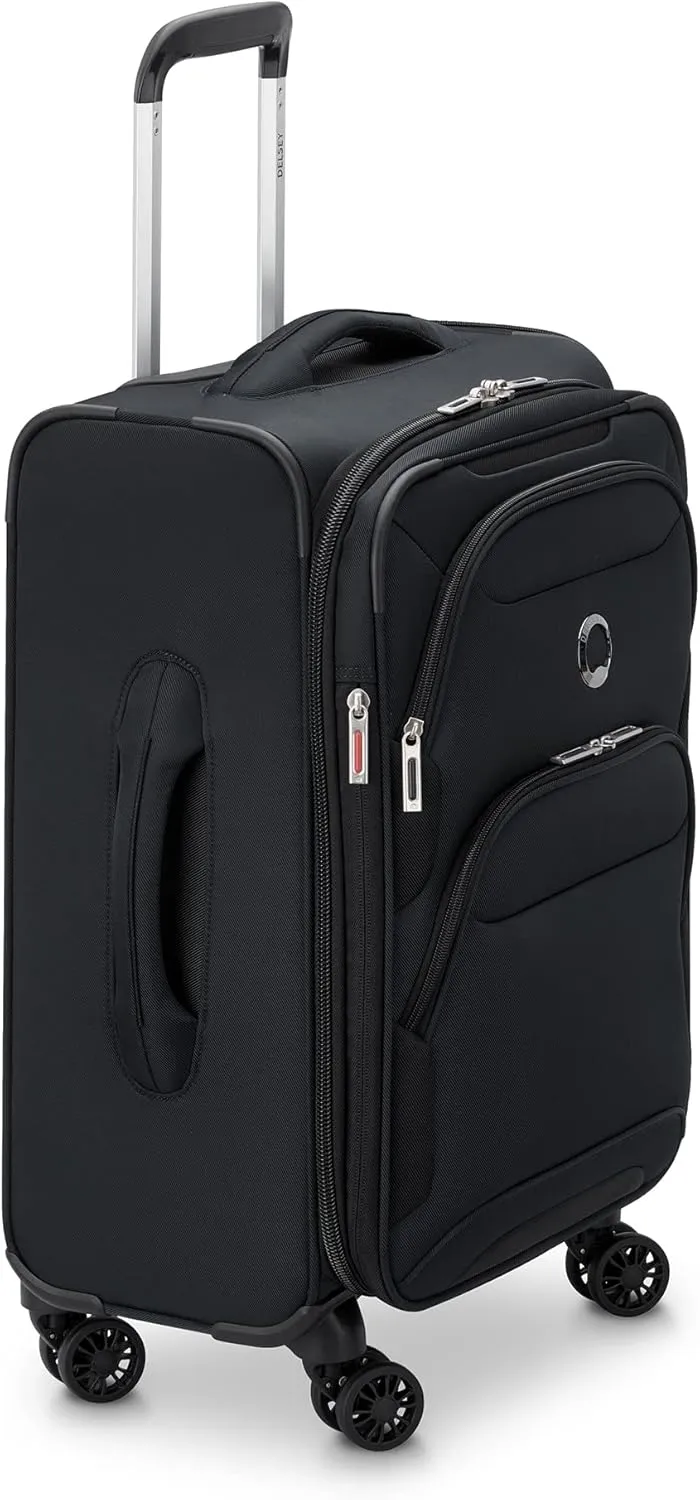 DELSEY PARIS Sky Max 2.0 Softside Expandable Luggage with Spinner Wheels, Black, 2-Piece Set (21/24)