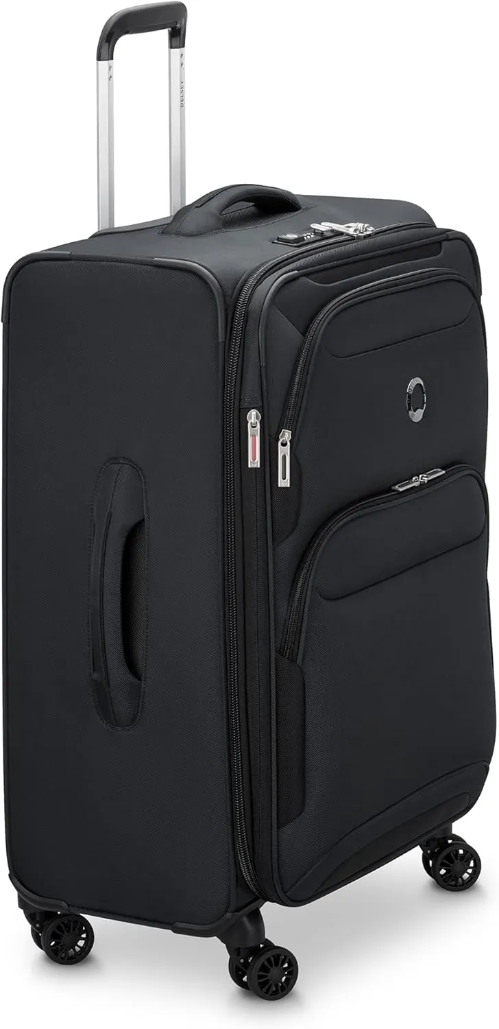DELSEY PARIS Sky Max 2.0 Softside Expandable Luggage with Spinner Wheels, Black, 2-Piece Set (21/24)