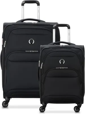 DELSEY PARIS Sky Max 2.0 Softside Expandable Luggage with Spinner Wheels, Black, 2-Piece Set (21/24)