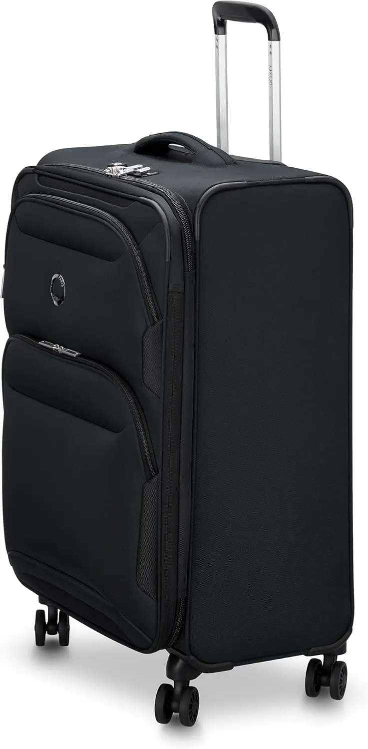 DELSEY PARIS Sky Max 2.0 Softside Expandable Luggage with Spinner Wheels, Black, 2-Piece Set (21/24)