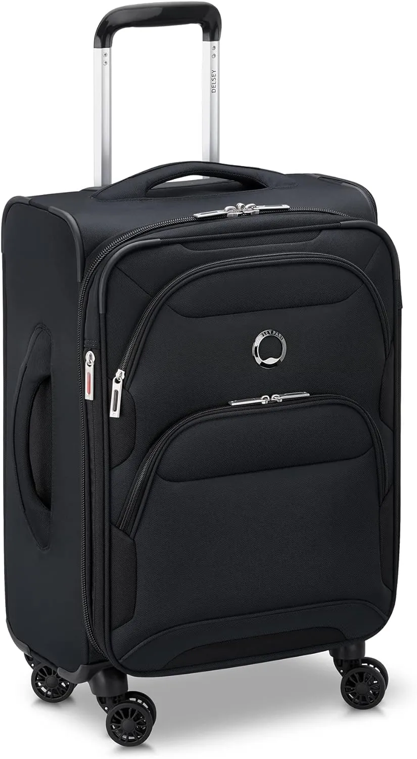 DELSEY PARIS Sky Max 2.0 Softside Expandable Luggage with Spinner Wheels, Black, Carry-on 21 Inch