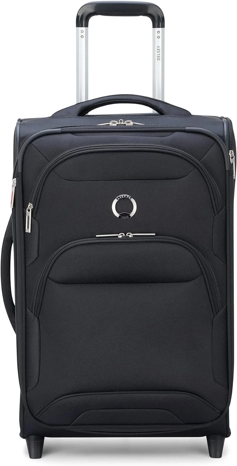 DELSEY PARIS Sky Max 2.0 Softside Expandable Luggage with Two Wheels, Black, Carry-on 21 Inch