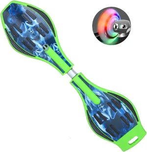 Deluxe Junior Caster Board in Amazing Blue Color, with Illuminating Wheels for More Excitement, Fun and Visibility, Durable Twistboard for Teenagers, Adults and Professional