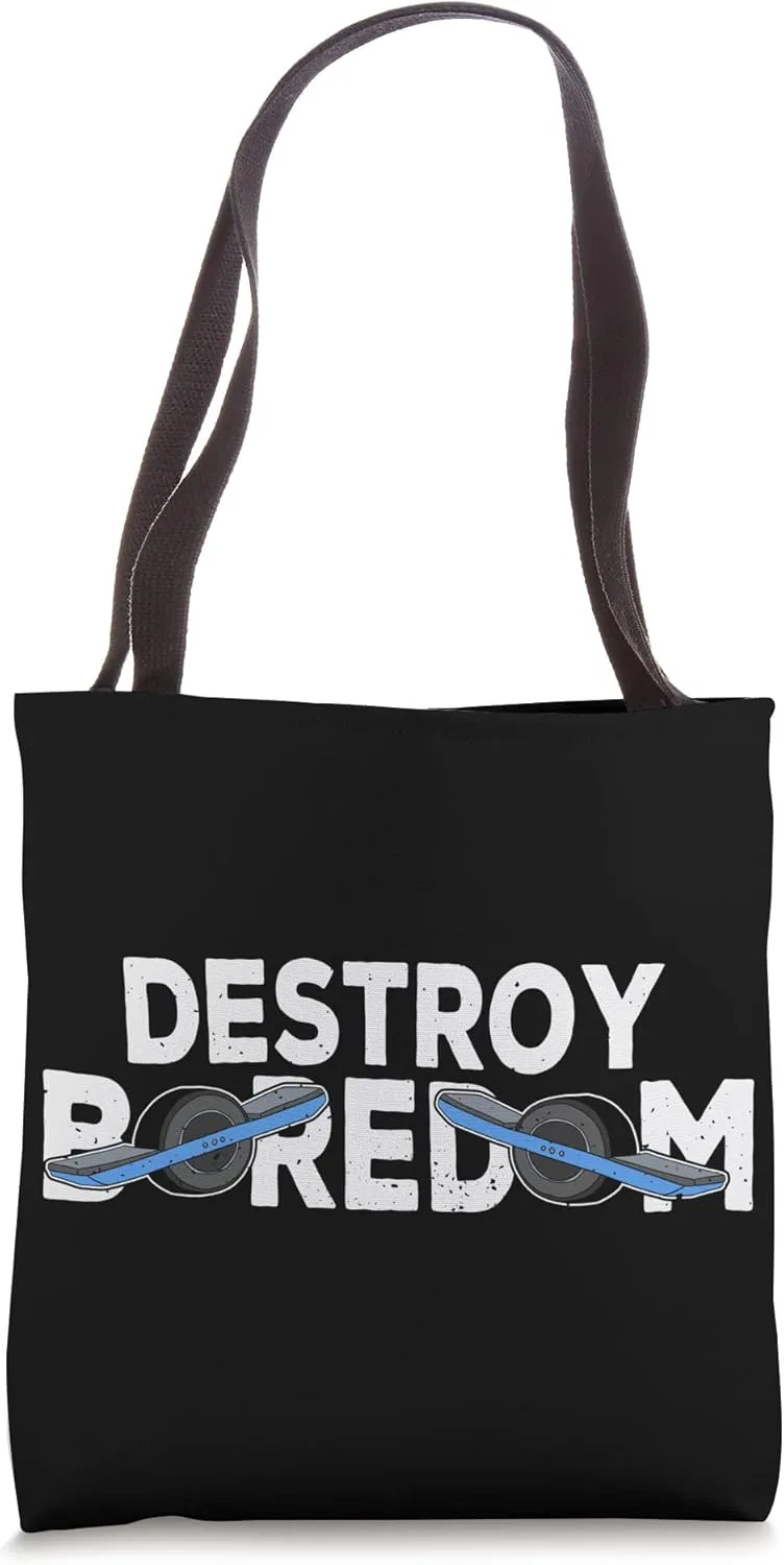 Destroy Boredom One Wheel Electric Skateboard Float Retro Tote Bag