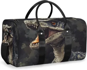Dinosaur Theme Travel Duffle Bag for Women Men Gym Duffel Foldable Bag Waterproof Weekender Jungle Animals Duffle Tote