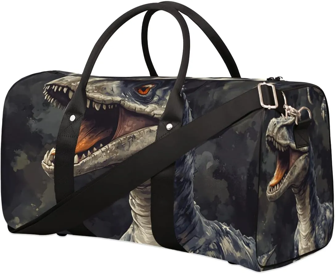 Dinosaur Theme Travel Duffle Bag for Women Men Gym Duffel Foldable Bag Waterproof Weekender Jungle Animals Duffle Tote