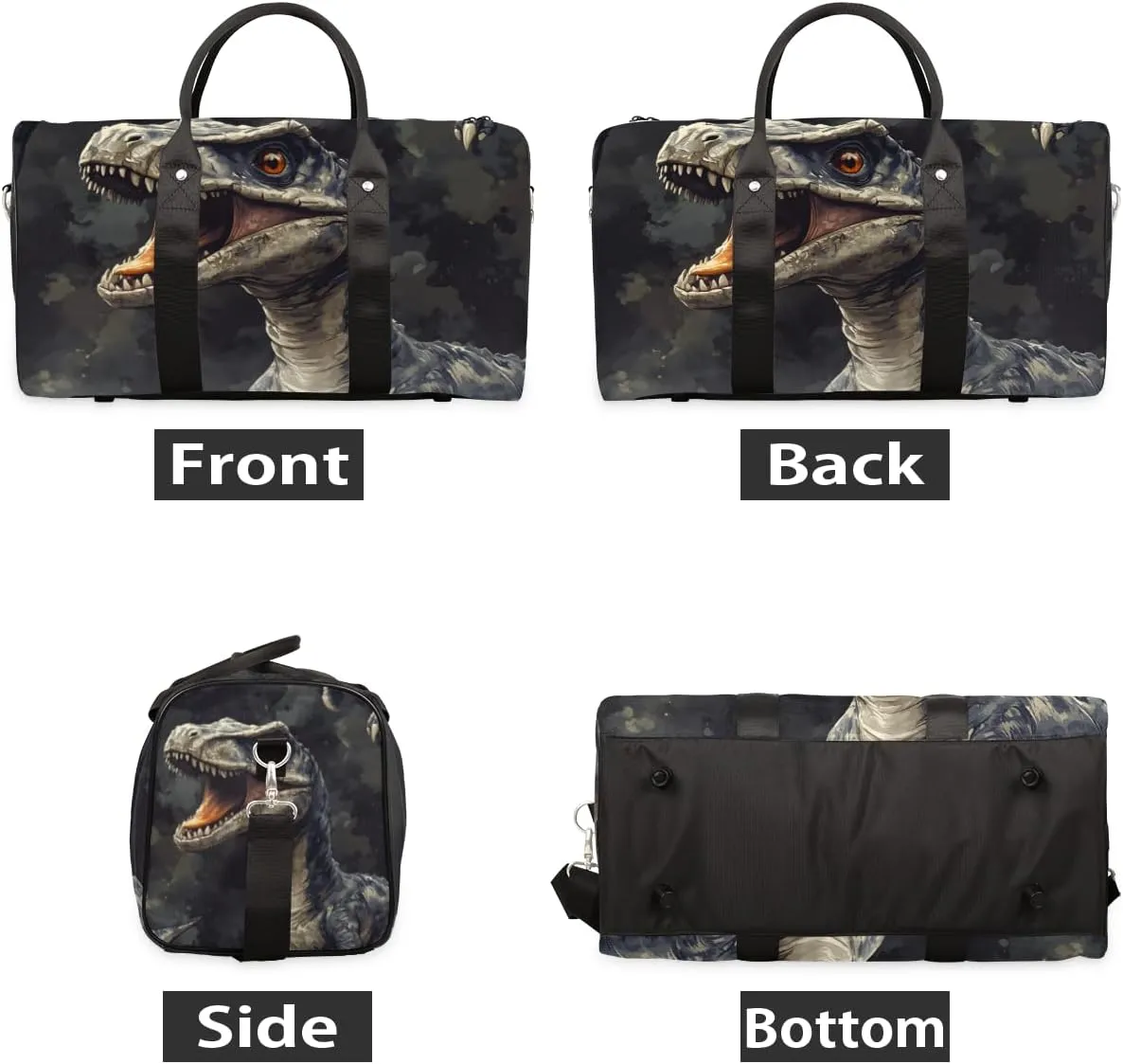 Dinosaur Theme Travel Duffle Bag for Women Men Gym Duffel Foldable Bag Waterproof Weekender Jungle Animals Duffle Tote