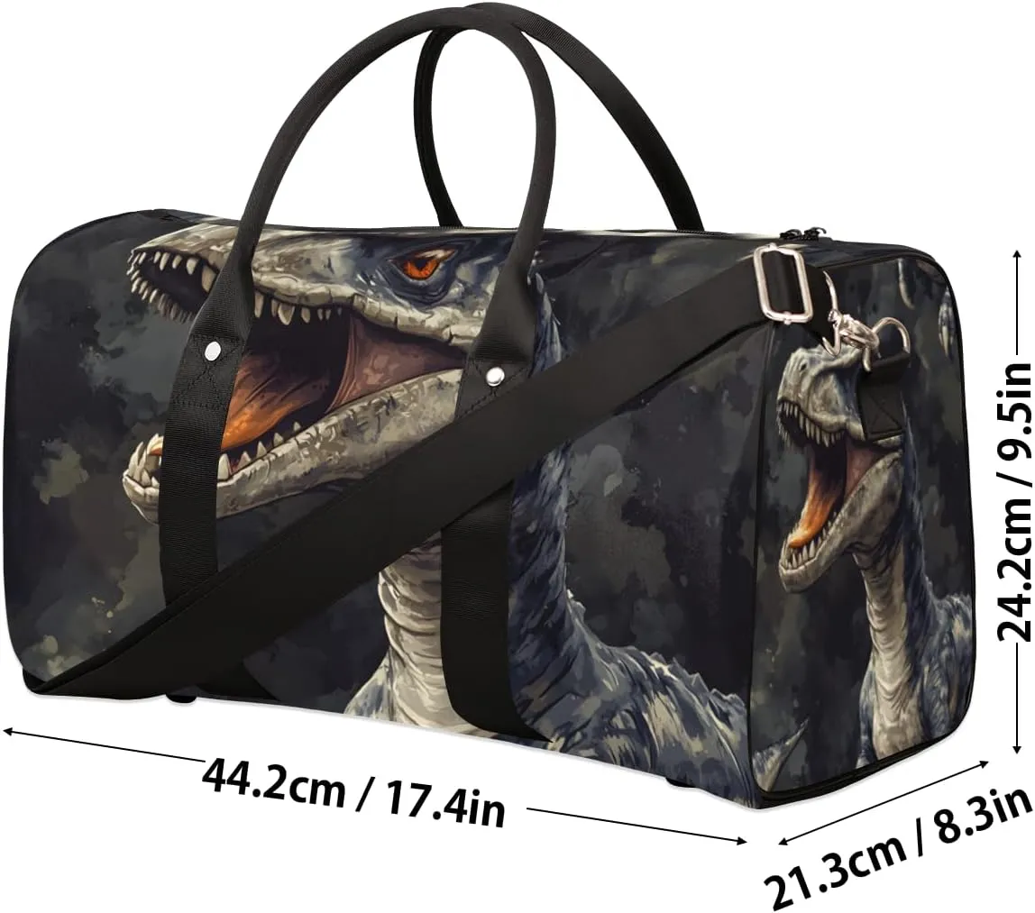 Dinosaur Theme Travel Duffle Bag for Women Men Gym Duffel Foldable Bag Waterproof Weekender Jungle Animals Duffle Tote