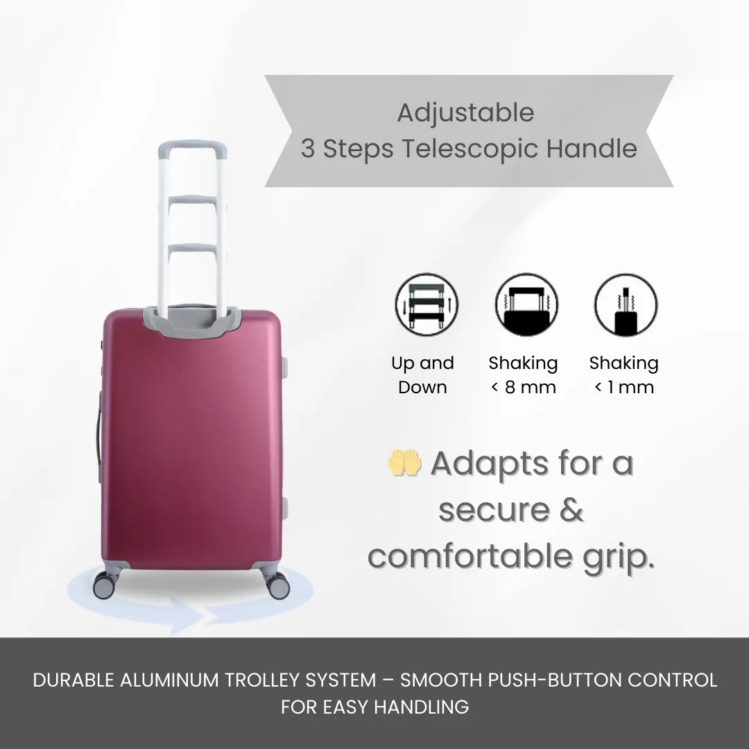 Discovery Focus ABS Hardside Checked Travel Luggage, Durable Lightweight 4 Double Wheel Expandable Trolley Bag, TSA Combination Lock, 28" Suitcase, Check-In Large Trolley - Purple.