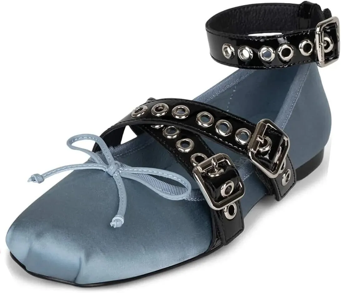 Divanne Ballet Flats for Women, Cross-Strap Ballerina Shoes Bowtie Mary Jane Flats Dress Ballet Shoes with Ankle Strap