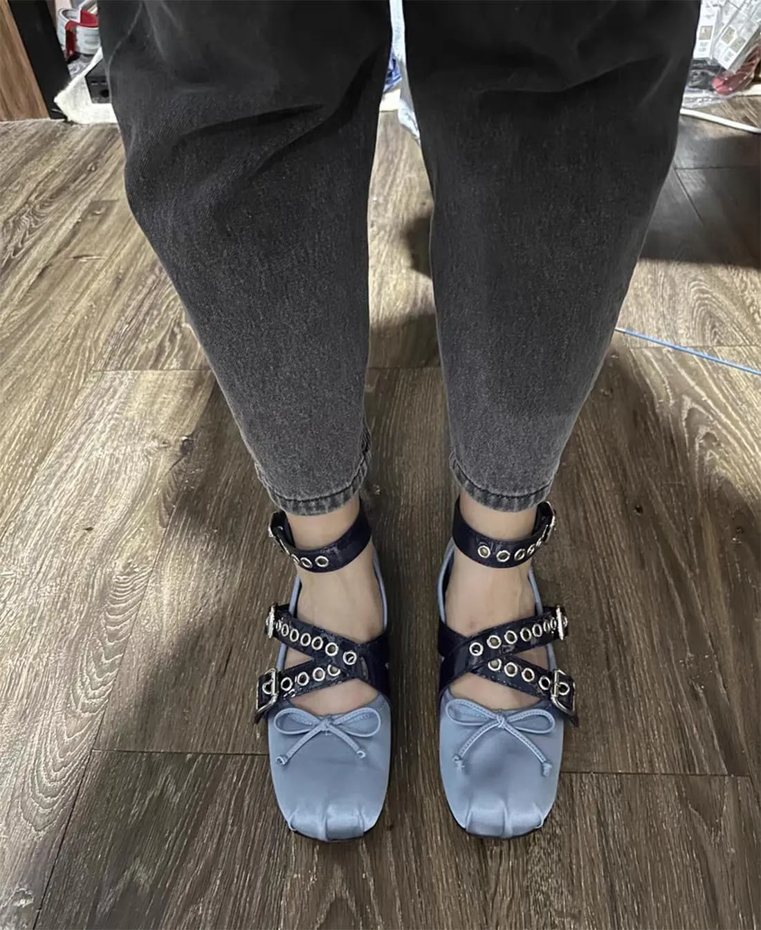 Divanne Ballet Flats for Women, Cross-Strap Ballerina Shoes Bowtie Mary Jane Flats Dress Ballet Shoes with Ankle Strap