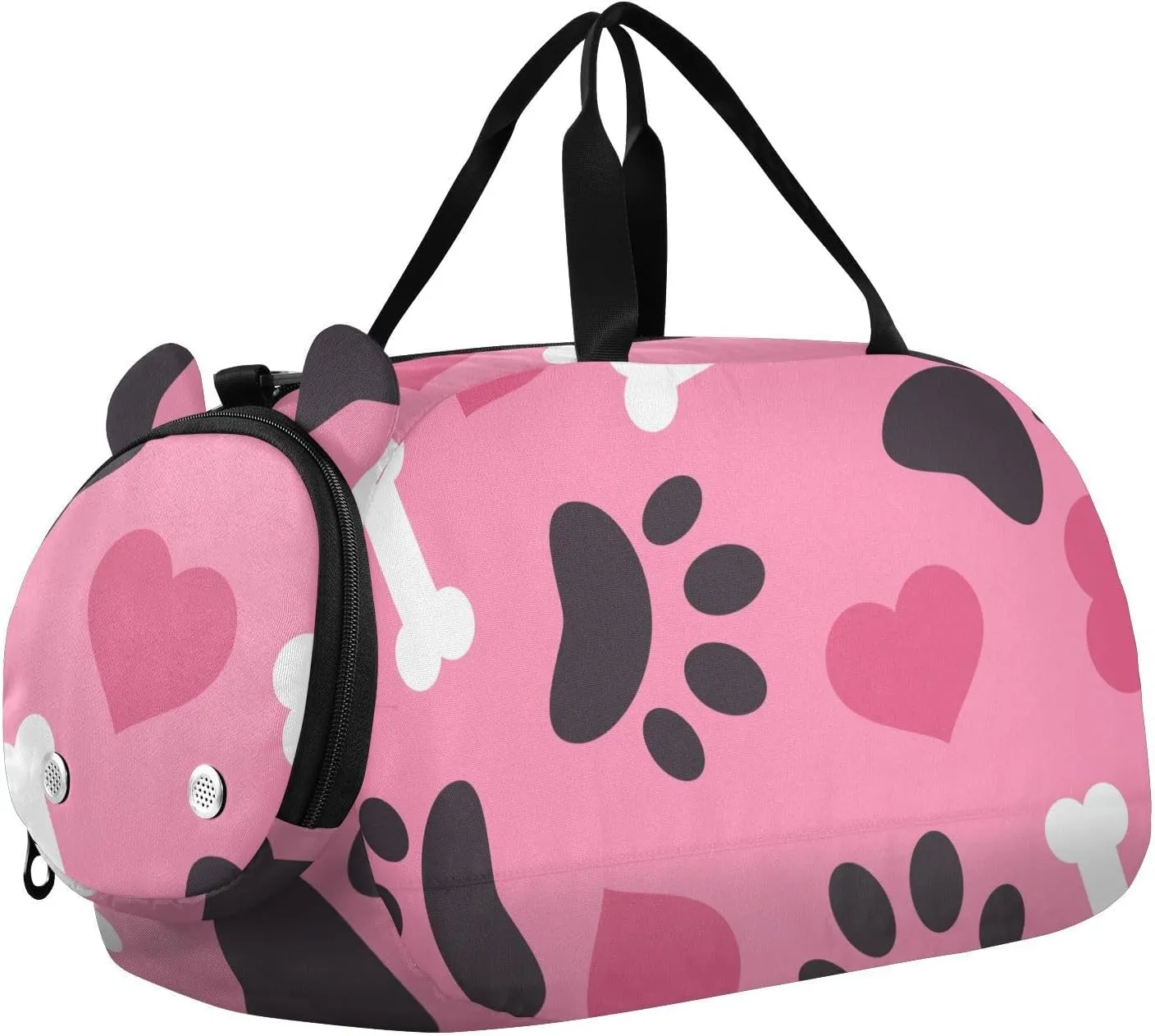 Dog Paw Bones Pink Hearts Duffel Bags for Boys Small Gym Bags for Teens Dance Bag for Girls