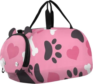 Dog Paw Bones Pink Hearts Duffel Bags for Boys Small Gym Bags for Teens Dance Bag for Girls
