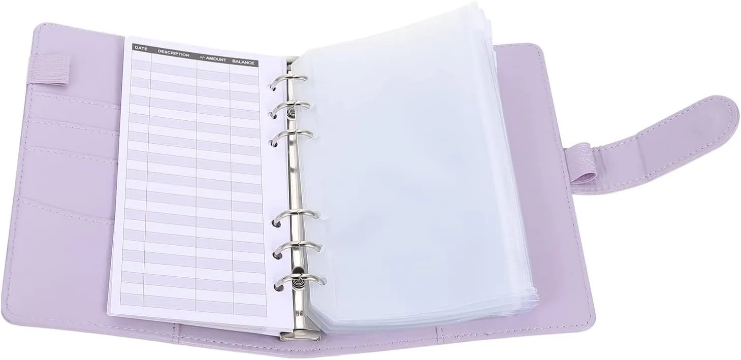 DOITOOL 1 Set Cash Binder with Cash Envelope Organizer PU Money Organizer for Budgeting Receipt Storage