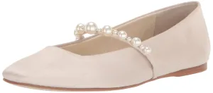 Dolce Vita Women's Roxana Pearl Ballet Flat, Ivory Satin, 10