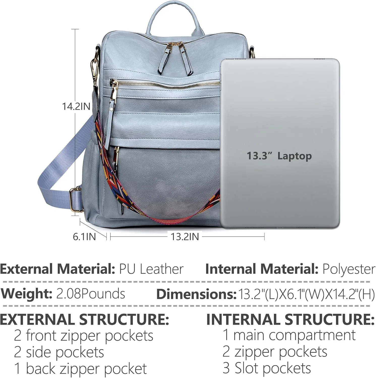 Dora & Liz Womens Backpack Purse Leather Fashion Travel Backpack Purse for Women Designer Ladies Shoulder Bags