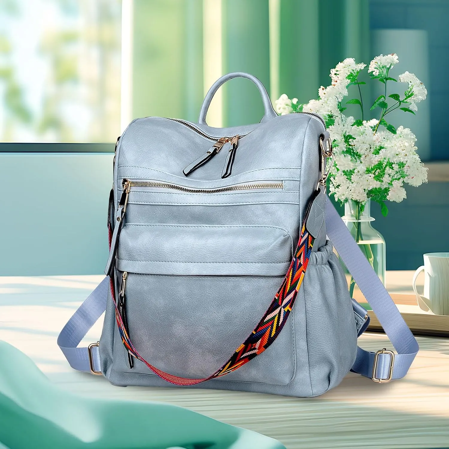 Dora & Liz Womens Backpack Purse Leather Fashion Travel Backpack Purse for Women Designer Ladies Shoulder Bags