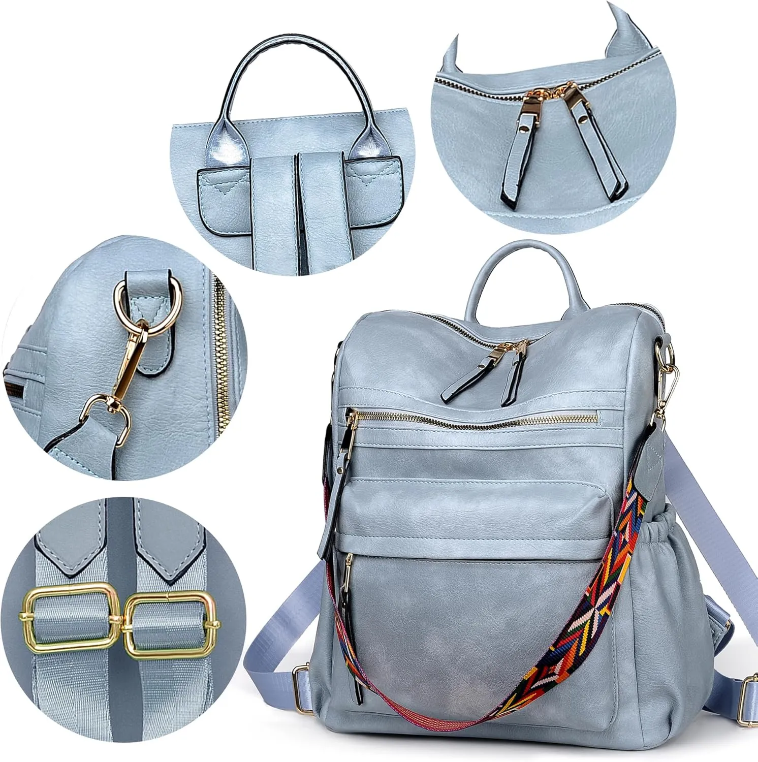 Dora & Liz Womens Backpack Purse Leather Fashion Travel Backpack Purse for Women Designer Ladies Shoulder Bags