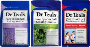 Dr Teals Epsom Salt Soak Combo (8.5 lbs Total) - Soothe & Sleep with Lavender, Relax & Relief with Eucalyptus & Spearmint, and Muscle Recovery with Arnica & Menthol - Treat Skin & Relieve Sore Muscles
