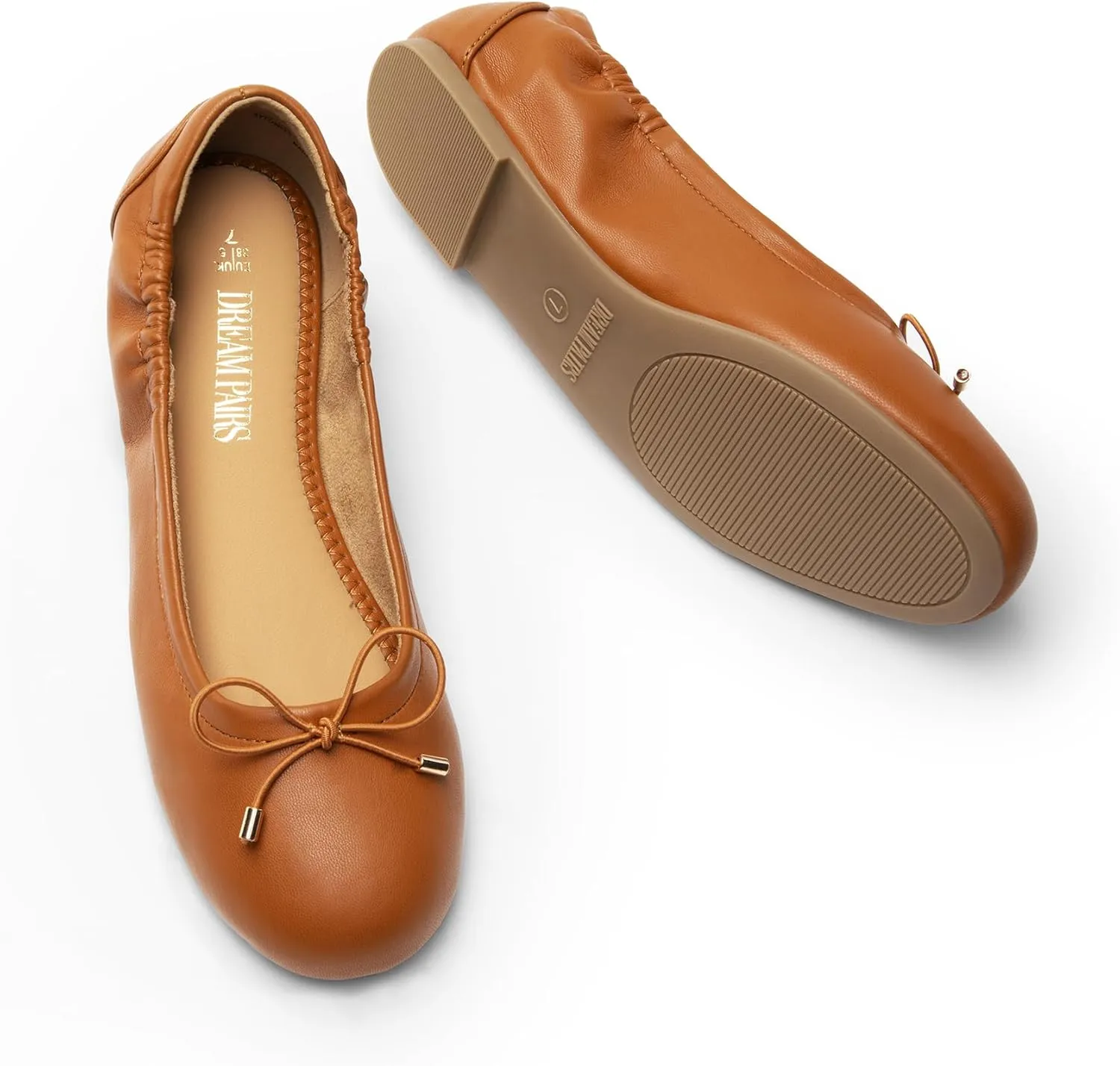 DREAM PAIRS Women's Ballet Flats, Foldable Round Toe Dress Shoes, Comfortable Slip On Work Flat Shoes with Bowknot