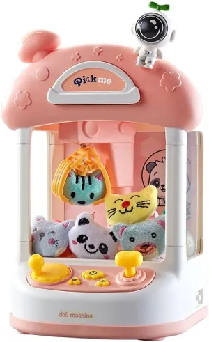 Dreamy Astronaut Theme Mini Children's Claw Machine | Interactive Light & Music Arcade Toy for Boys & Girls Ideal Birthday Party Small Pink Version