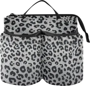 Drink Holder Travel Hands Free Fake Glitter Leopard Print Grey Travel Accessories for Airplane Travel Gifts for Attendant Must Haves porta cafe para