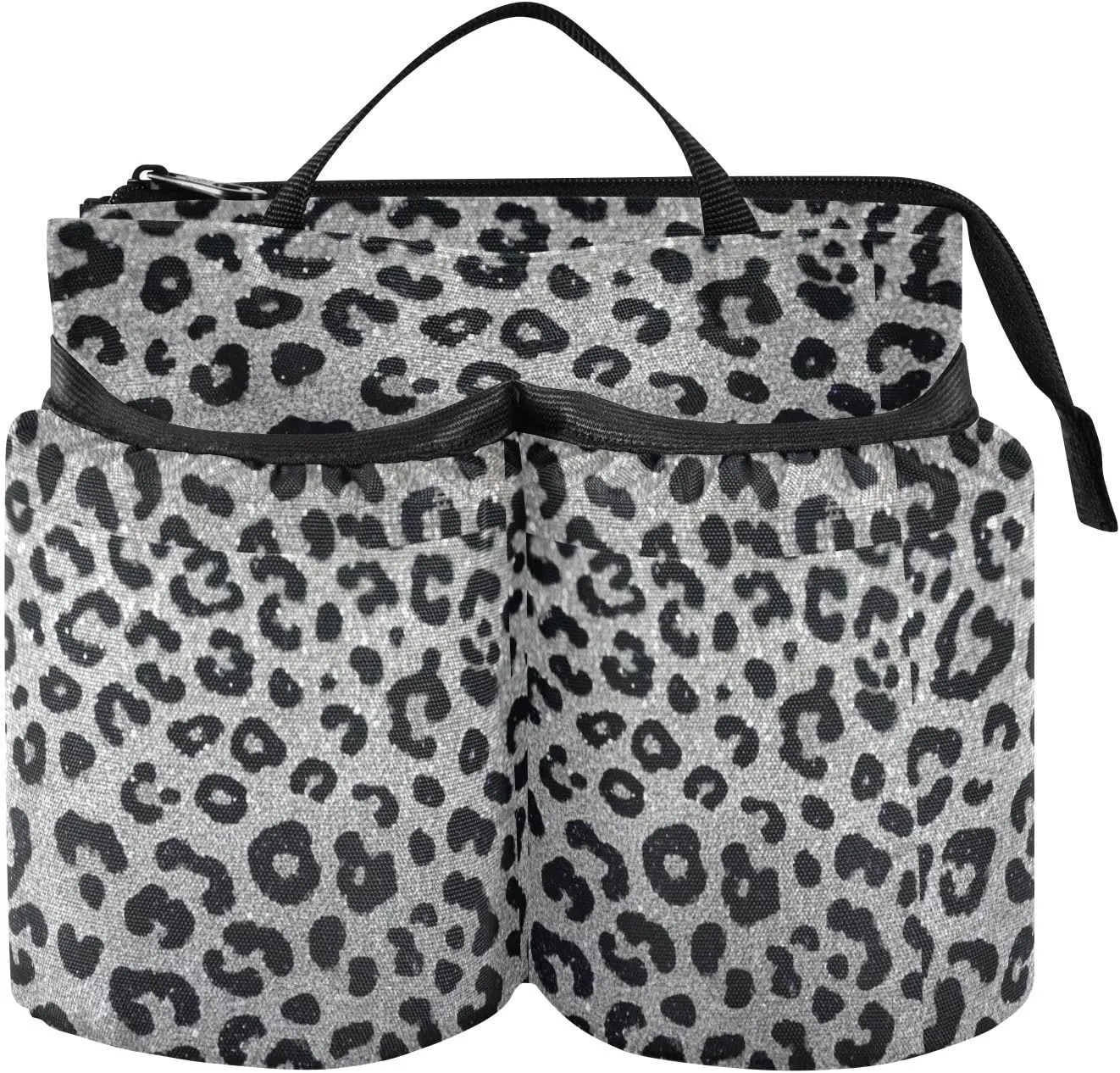 Drink Holder Travel Hands Free Fake Glitter Leopard Print Grey Travel Accessories for Airplane Travel Gifts for Attendant Must Haves porta cafe para