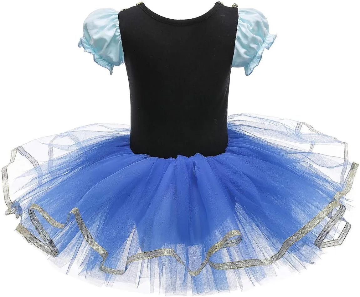 DYMCII Baby Girls Princess Ballet Dress Short Sleeve Leotards Skirted Tutu Dancewear Halloween Christmas Party Fancy Costume