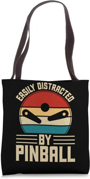 Easily Distract By Pinball Retro Funny Arcade Game Lover Tote Bag