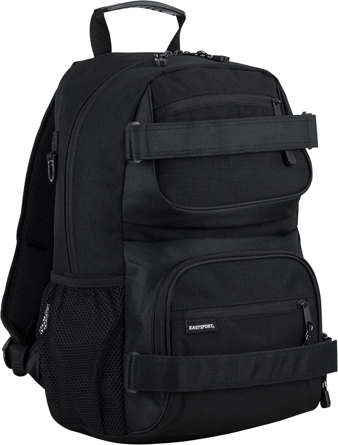 Eastsport Travel Skateboard Backpack Double Strap Laptop Bag Multi-Sport Design for Men and Women, Black