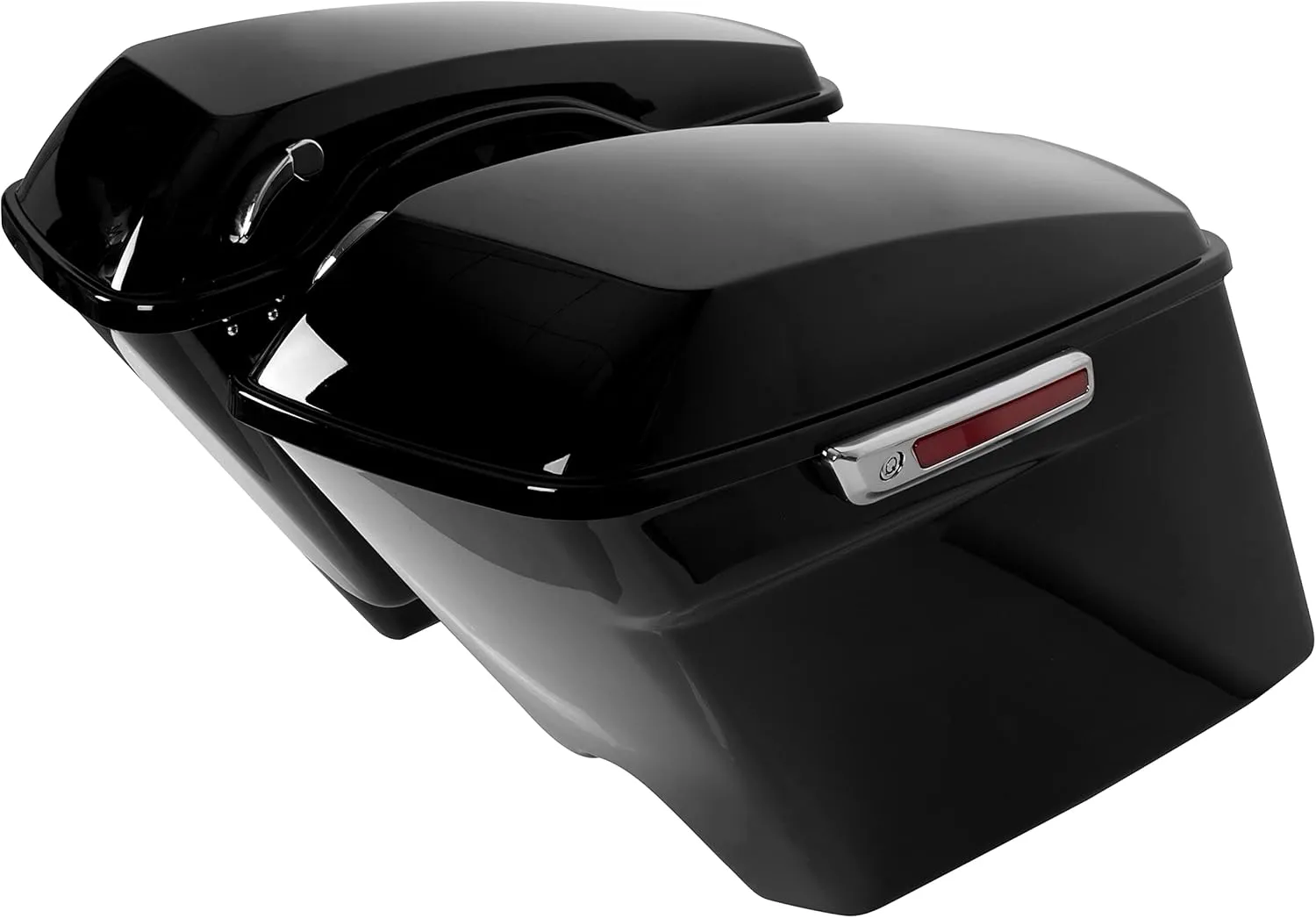 ECOTRIC 5'' Hard Saddle Bags Trunk Extended Compatible with 1993-2013 Harley Davidson Road King Glide Softail All Touring Models (Stretched Vivid Black W/Lid & Latch Key)