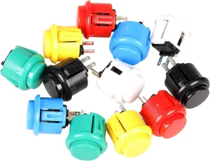 EG STARTS 12x 24mm OEM Arcade Push Buttons Switch Perfect Replace for Sanwa OBSF-24 OBSC-24 OBSN-24 Push Button DIY Fighting Stick PC Joystick Game Part (Each Color of 2 Pieces)