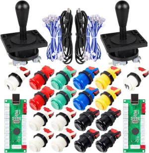 EG STARTS 2 Player Classic Arcade Game DIY Part for Mame USB Cabinet Zero Delay USB Encoder to PC Games 8 Way Joystick   18x Arcade Push Buttons (Includ 1p / 2p Start Buttons) Multiple Colour Kits