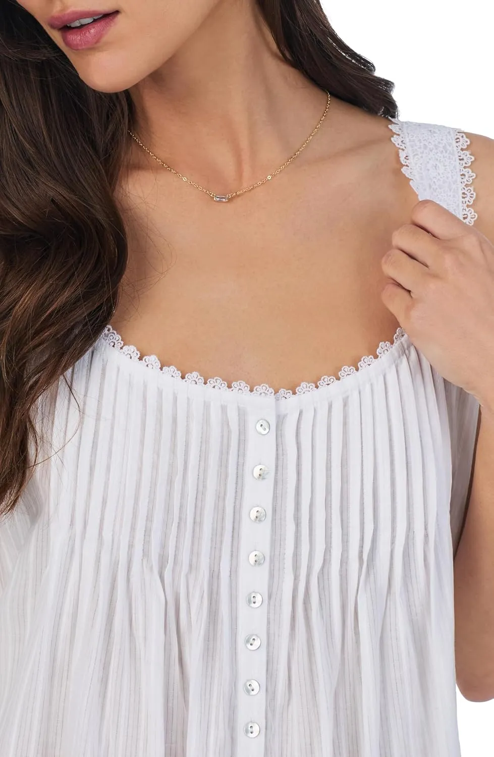 Eileen West Cotton Dobby Stripe Woven Sleeveless Ballet Nightgown
