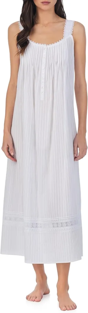 Eileen West Cotton Dobby Stripe Woven Sleeveless Ballet Nightgown