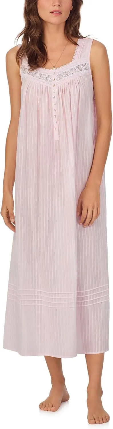 Eileen West Nightgowns for Women, Full Length Madison Cotton Sleeveless Lightweight Night Shirt